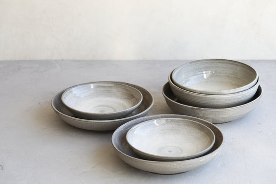 Gray shallow bowl