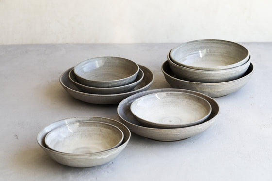 Gray shallow bowl